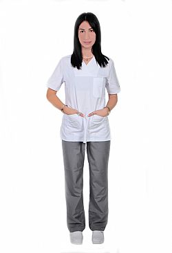 Ιατρικό σετ LEON λευκό μπλουζάκι με γκρι παντελόνι