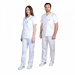 Alezi Σετ Παντελόνι & Μπλούζα Unisex σε Λευκό Χρώμα SCRUB-UNISEX-WHITE