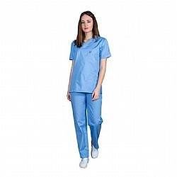 Alezi Σετ Παντελόνι & Μπλούζα Unisex σε Γαλάζιο Χρώμα SCRUB-UNISEX-MED-BLU