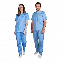 Alezi Σετ Παντελόνι & Μπλούζα Unisex σε Γαλάζιο Χρώμα SCRUB-UNISEX-MED-BLU