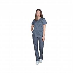 Alezi Σετ Παντελόνι & Μπλούζα Ιατρική Στολή Γυναικεία σε Γκρι Χρώμα Scrub-woman-grey