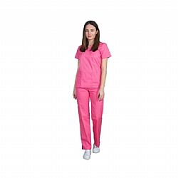 Alezi Σετ Παντελόνι & Μπλούζα Ιατρική Στολή Γυναικεία σε ΡΟΖ Χρώμα Scrub-woman-PINK